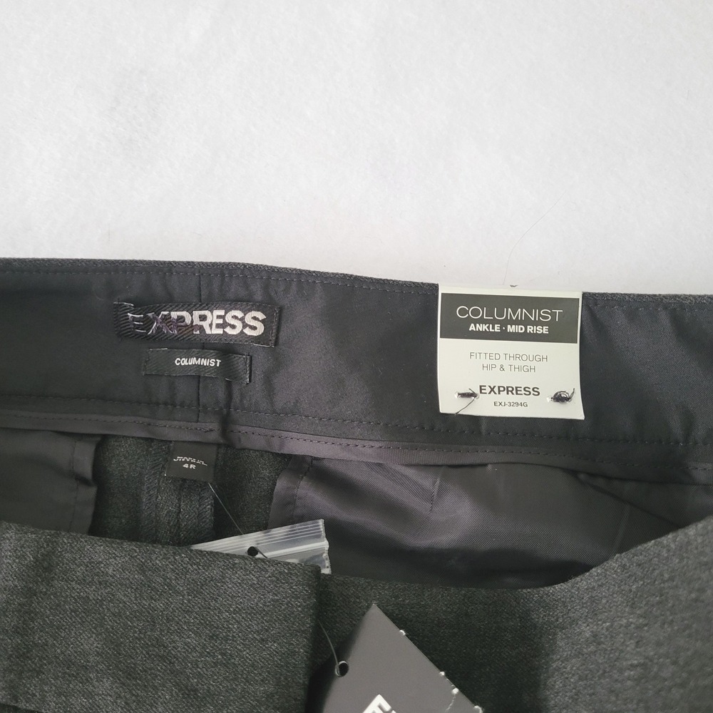 Express Columnist Ankle Pants Womens 4R Gray Mid Rise Fitted Dress Trousers New - Picture 2 of 11